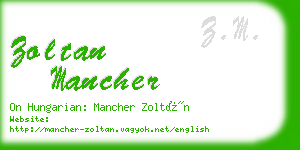 zoltan mancher business card
